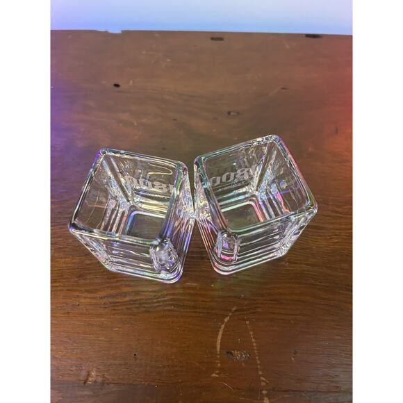 1800 Tequila Clear Glass Square Shot Glasses Set Of 2 Barware Etched Glass - Picture 3 of 4